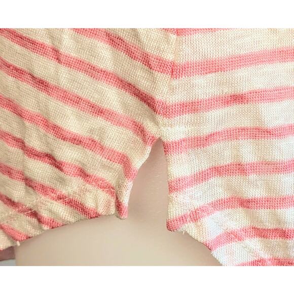 New Christian Siriano Linen Top Medium Pink White Striped High Low Cap Sleeve - Picture 6 of 9